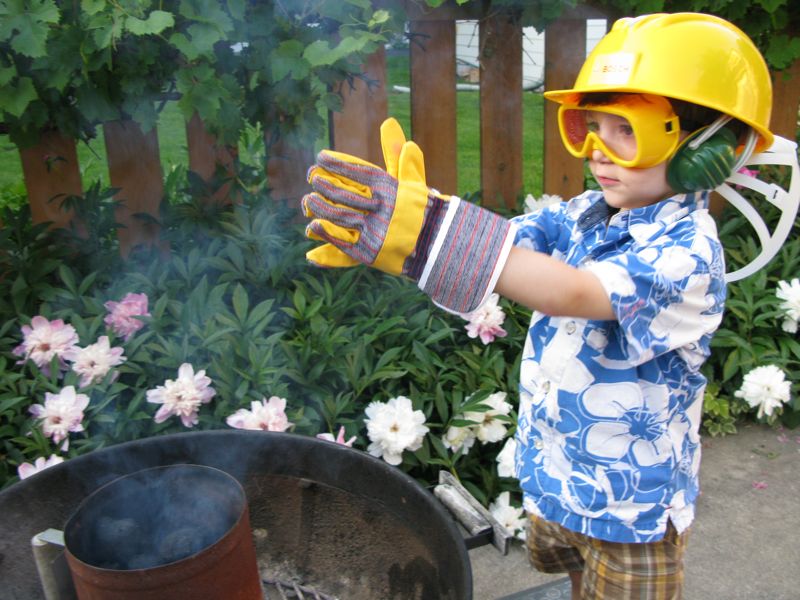 Helping Daddy grill