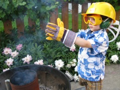 Helping Daddy grill